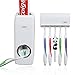 Lak-sen Toothpaste Dispenser Automatic Toothpaste Squeezer and Holder Set Hands Free - 5 Brush Holder, White