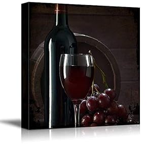 Square Rustic Style Glass of Wine with Wine...