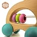 Bimi Boo Baby Rattles and Teethers - Wooden Baby Toys - Tummy Time Toys - Infant Toys, Dog (Natural Beech Wood, Water-Based Paint)