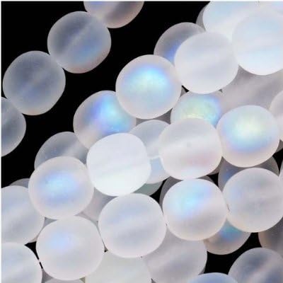 UnCommon Artistry Czech Glass Druk Round Beads 6mm Matte Crystal AB (50)