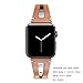 Secbolt Leather Bands Compatible Apple Watch Band Series 4 & 5 40mm, Series 3/2/1 38mm, Handmade Vintage Leather Bracelet, Hollowed Brown