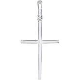 Jewelry America 14k White Gold Solid Slender Slope Christian Cross Pendant