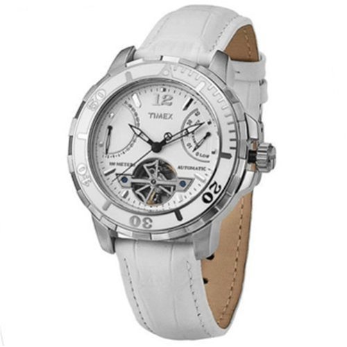 Timex Men's Quartz Stainless Steel and Leather Sport Watch, Color:White (Model: T2M514)
