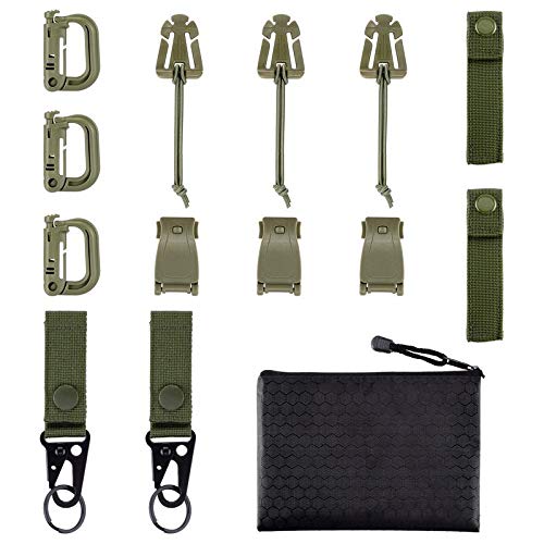 BOOSTEADY Kit of 13 Attachments for Molle Bag Tactical Backpack Vest Belt,DRing Grimlock