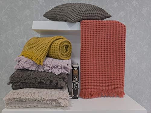 Elainer Home Living Stone Washed 100% Cotton Zero Shrinkage Throw Made in Portugal (Terracotta, Throw 130x170 cm approx.)
