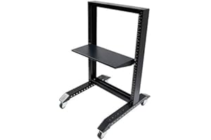 Rising 15U Movable 19'' 2 Post Open Frame Heavy Duty IT Network Data Server Rack (15U)