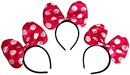 LED Minnie Mouse Headband in Pink Color with Polka Dots - Set of 3