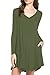 Women's Long Sleeve Pocket Casual Loose T-Shirt Dress