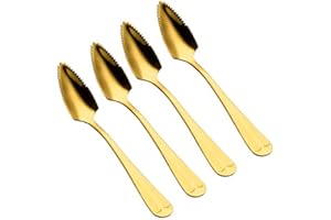 Choary 4 pack Grapefruit Spoons,6.1 inch Metal Stainless Steel gold Grapefruit Spoons.