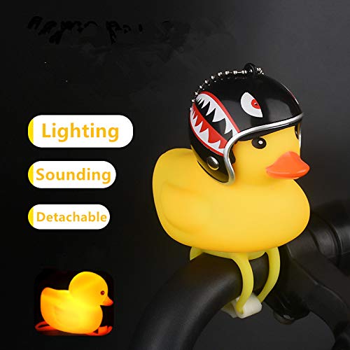 YBB 2 PCS Helmet Duck Bike Horn, Novelty Bicycle Bell Squeeze Horns Cycling Light for Toddler Children Adults Bicycle