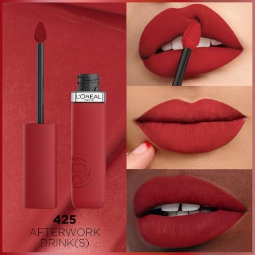 L'Oréal Paris - Rouge à Lèvres Liquide - Couleur Intense & Fini Mat - Longue Tenue - Sans Transfert - À L'Acide Hyaluronique - Infaillible Matte Resistance - Teinte : 425 Afterwork Drink(s)