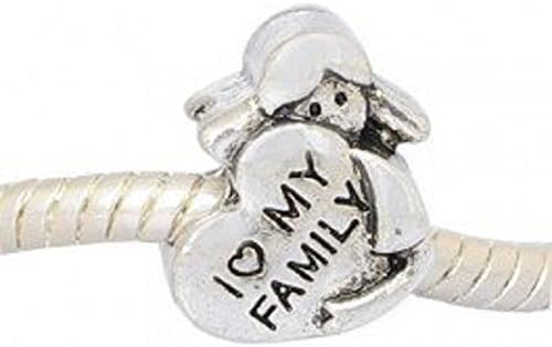 Buckets of Beads Tone I Love My Family Charm Bead, Antique Silver