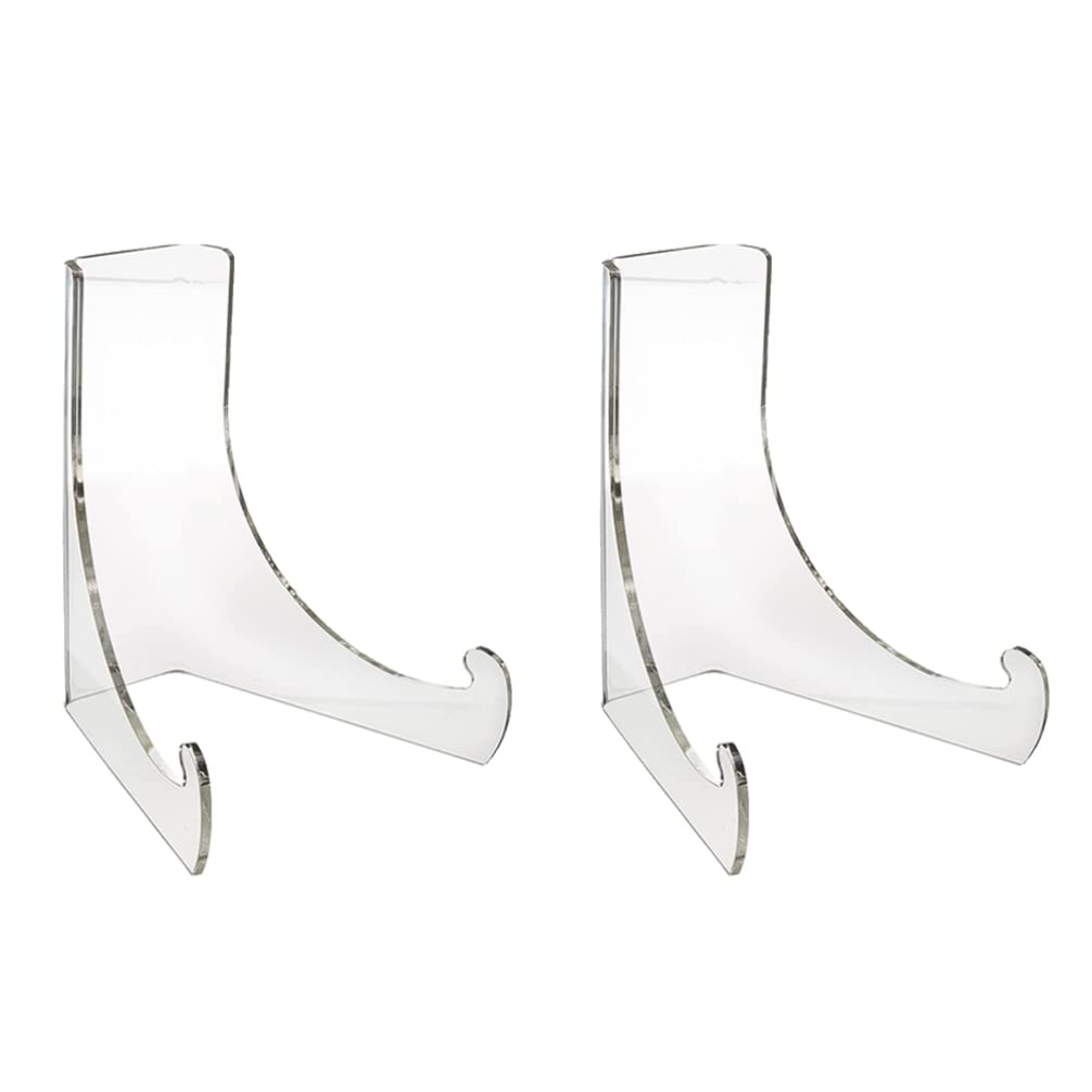 Cabilock 4.5 inch Clear Easels Stand Set of 2, Acrylic Plate Stands Display Easel Holder Display Holder Rack Picture Frame Stand for Pictures Photo Frames Plate Artworks,