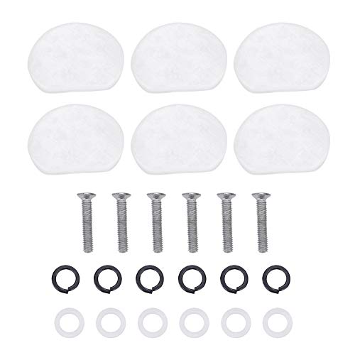 6 PCS Tuner Buttons Guitar Machine Head Semicircle Tuning Peg Knobs Replacement with Ferrule and Screw(Oval white pearl)