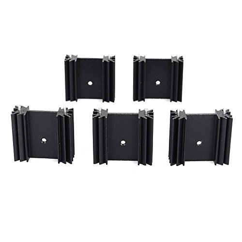 Easycargo To-220 Aluminium Heatsink 25x34x12mm,TO220 heat sink for cooling MOSFET SCR Power Voltage Regulator ICs (25mmx34mmx12mm) (Anodized Black 5-Pack)