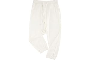 GLEAMING GRAIN Kids Unisex Cotton Sweatpants Drawstring Plain Jogger Pants for Boys or Girls Age 5-12 Years