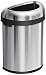 simplehuman 80 Liter / 21.1 Gallon Commercial Heavy-Gauge Stainless Steel Extra-Large Semi-Round Open Trash Can, Brushed Stainless Steel, ADA-Compliant