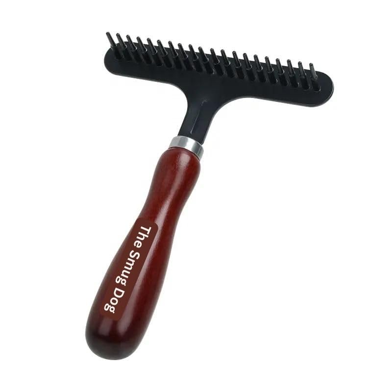 Smug Dog Undercoat Rake - Deshedding Brush & Dematting Tool for Dogs & Cats - Removes Undercoat - Non-Slip Grip Handle