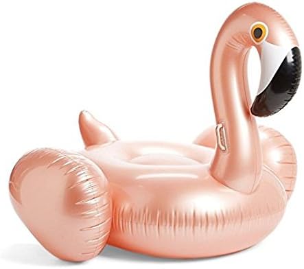 WDART Environmentally Friendly PVC Inflatable Pool Float Raft Outdoor Swimming Lounger Swim Cushion Air Row Cute Shaped Floating Row Summer Party Beach Holiday for Adult and Kids (Rose Gold Flamingo)