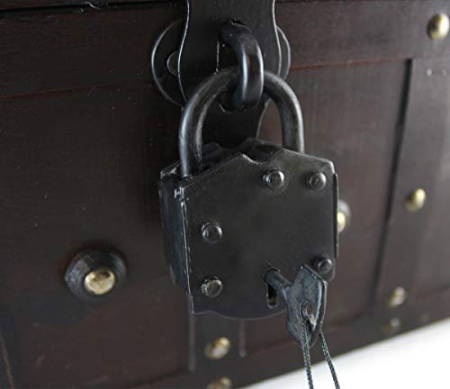 Well Pack Box Treasure Chest Pirate 16"x 12"x 12" Lock Skeleton Keys Doubloon Accents in Antique Cherry Stain (Extra Large) - Thumbnail 2