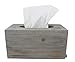 Chiaravita Vintage Rustic Rectangular Torched Wood Facial Tissue Box Cover Dispenser – Farmhouse White Washed Home Decor for Kitchen, Bedrooms, or Bathroom