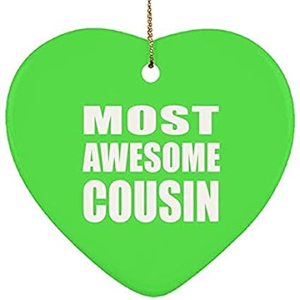 Amazon Com Boyce22par Most Awesome Cousin Ceramic Heart Ornament