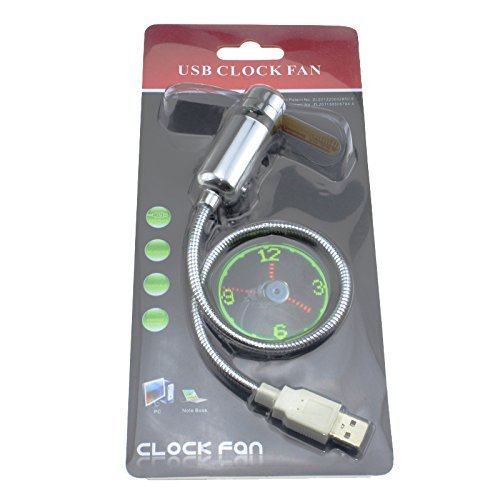 B2ocled USB Fan Led Clock Adjustable Gooseneck Flexible Portable Mini Fans