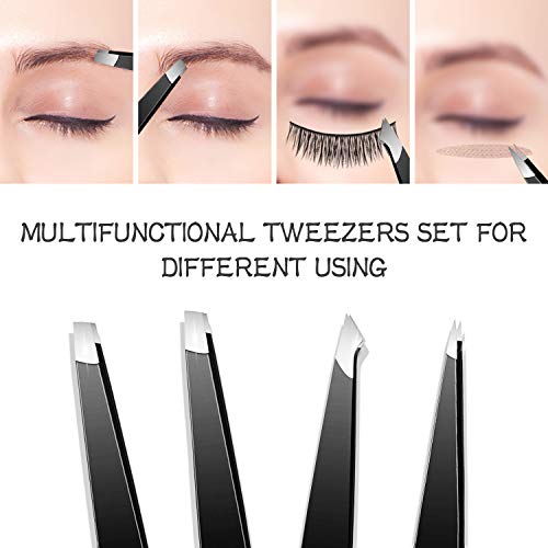 HOCOSY Eyebrow Kit, 8 in 1 Tweezers for Eyebrows, Professional Eyebrow Grooming Set include Stainless Steel Eyebrow Razor Eyebrow Brush Eyebrow Scissors Brown Eyebrow Pen with Travel Case