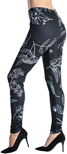 Ndoobiy Women's Printed Leggings Full-Length Regular Size Workout Legging Pants Soft Capri L1