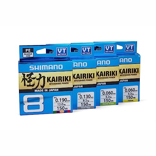 SHIMANO Kairiki 8, 300 Meter, Mantis Verde 0.190 mm/12.0 kg, Braided Fishing Line, 59Wpla68R04