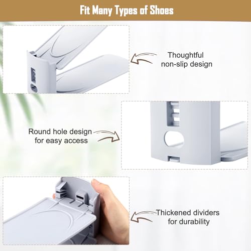 12 x Space-Saving Shoe Racks, Adjustable Shoe Storage with 3 Levels, Non-Slip Shoe Organizer, Shoe Holder for Storage and Display of High Heels, Sports, Flip-Flops
