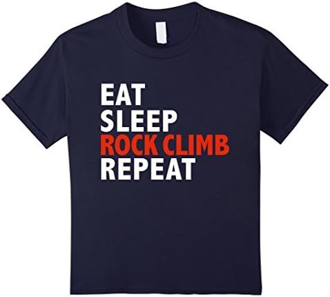 Kids Eat Sleep Rock Climb Repeat T-shirt Climber Mountaineer 10 Navy