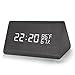Warmhoming Wooden Digital Alarm Clock with 3 Levels Adjustable Brightness, Acoustic Control Clock with Time Temperature and Humidity (Black)