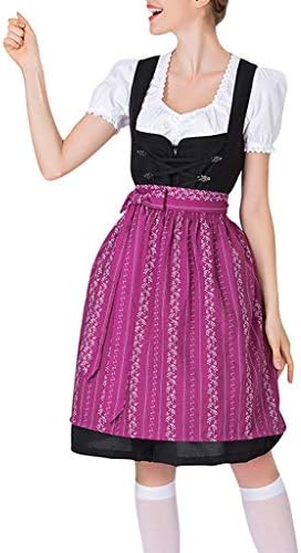 I613 Women's German Dirndl Dress 3 Pieces Traditional Bavarian Oktoberfest Costumes for Halloween Carnival