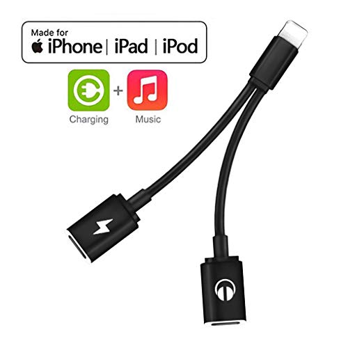 Adapter for iPhone 7 Adapter for iPhone Accessories Headphone Dongle AUX Audio Jack for iPhone X/XS/XR/8/8 Plus Dual Ports 2in1 Splitter Music+Charge+Call+Volume Control Cable Plug and Play iOS 13