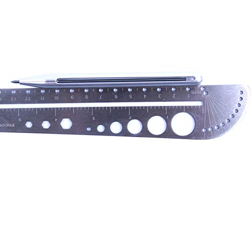 Ruler, KKmoon Multifunction Scale Tool Map Landmarks Compasses Ruler Protractor Stainless Steel EDC Ruler