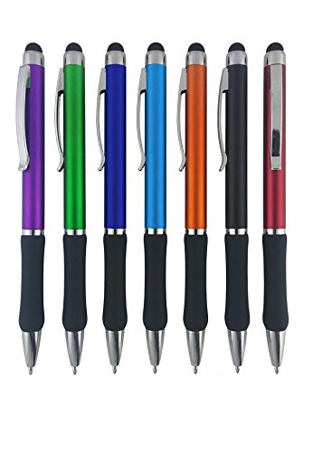 Stylus Pens - 2 in 1 Touch Screen & Writing Pen, Sensitive Stylus Tip - For Your iPad, iPhone, Kindle, Nook, Samsung Galaxy & More - Assorted Colors, 7 Pack