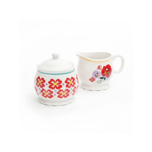 The Pioneer Woman Flea Market Decorated Sugar and Creamer with Salt and Pepper Shakers The