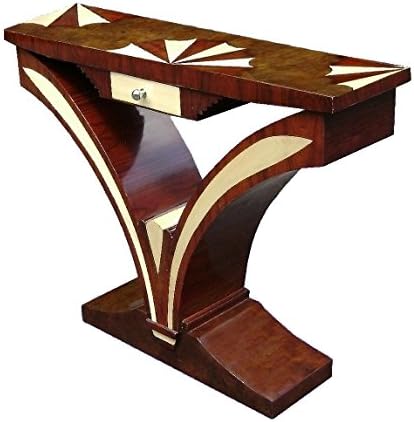 Sultane Antique Console Table Art Deco Style Rosewood and Burl Elmwood 48 X 37 X 12 (W X H X D)
