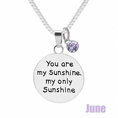 TISDABirthstone Crystals Necklace,You are my Sunshine my only Sunshine Necklace 18" chain