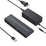 AUKEY 10 Port USB Hub Powered Charging, 3 Charging Ports, 7 USB 3.0 Data Ports, 12V/4A Power Adapter, Power Switch for Macbook, Mac Pro/Mini, iMac, XPS, Surface Pro, iPhone Series and More