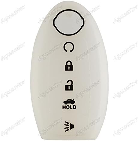 Aguetaor - Remote Shell Car Key Case 5 Button Fit for Nissan Altima Pathfinder T white