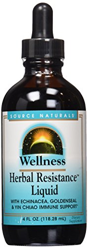 Source Naturals Wellness Herbal Resistance Liquid Immune Defense Supplement & Immunity Booster with Echinacea, Elderberry & Yin Chiao - 4 OZ