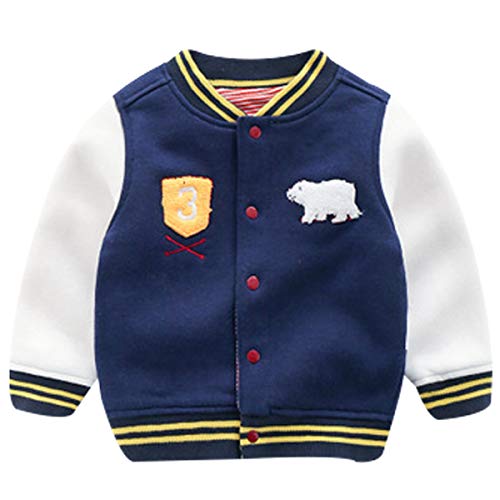 famuka Baby Boy Spring Coat Little Kids Baseball Cardigan Jacket (Royal Blue, 18-24 Months)