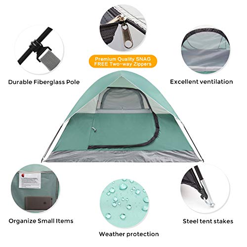 SEMOO Large Door, 3-Person, 3-Season Lightweight Water Resistant Family Camping Tent with Carry Bag - Thumbnail 3