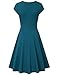 Lotusmile Elegant Dresses, Womens Casual Dress A Line Cap Sleeve V Neck Medium, Dark Cyan
