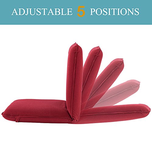 Sundale Outdoor Indoor Adjustable Soft-Brushed Polyester Cord Five-Position Multiangle Floor Chair, 17.5"(L) x 17"(W) x 17.5"(H), Red