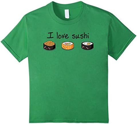Kids Funny Tees This is Row I Roll Love Sushi Shirt 6 Grass