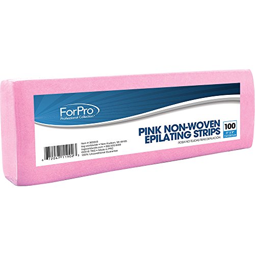 ForPro Non-Woven Epilating Strips, Pink, Tear-Resistant, Pre-Cut Strips for Hair Removal, 3” W x 9” L, 100-Count