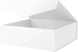 JINGUAN Extra Large Gift Box with Lid 16.3x14.2x5 Inches, White Gift Box Large, Bridesmaid Box, Magnetic Gift Box for Clothes and Large Gifts (Matte White)